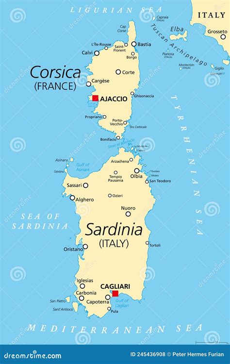 map of sardinia and corsica.